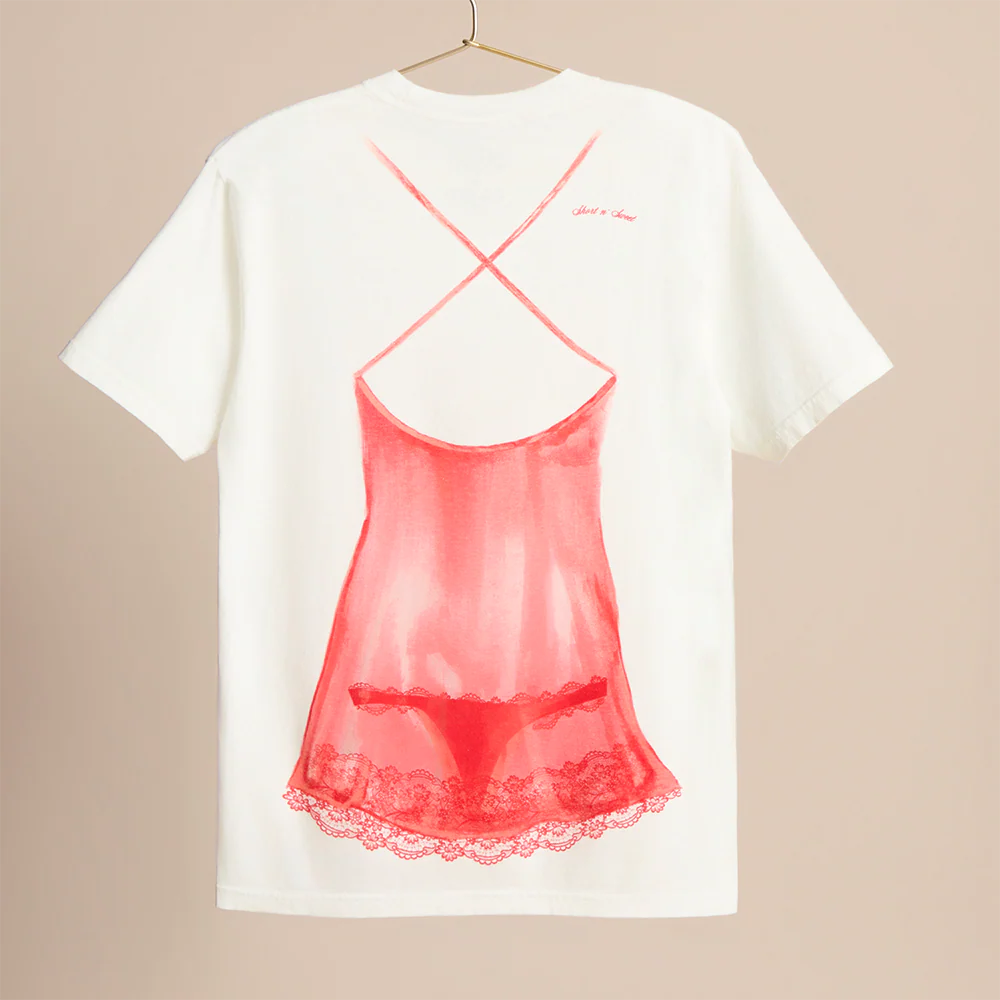 red lingerie tee