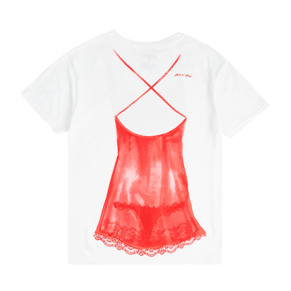 red lingerie tee
